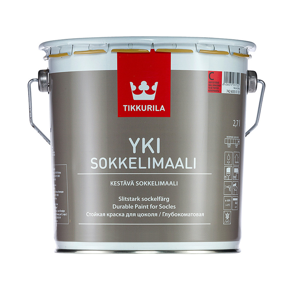 Краска водно-дисперсионная для цоколя Tikkurila Yki белая основа А 2,7 л  #1