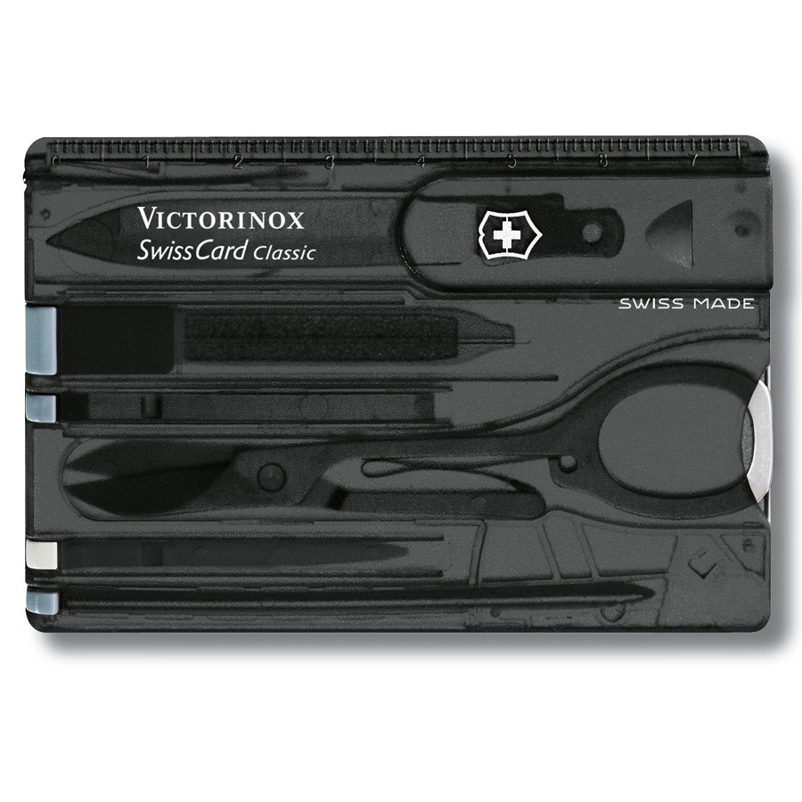 Швейцарская карта Victorinox SwissCard Classic (0.7133.T3) черный полупрозрачный коробка подарочная  #1