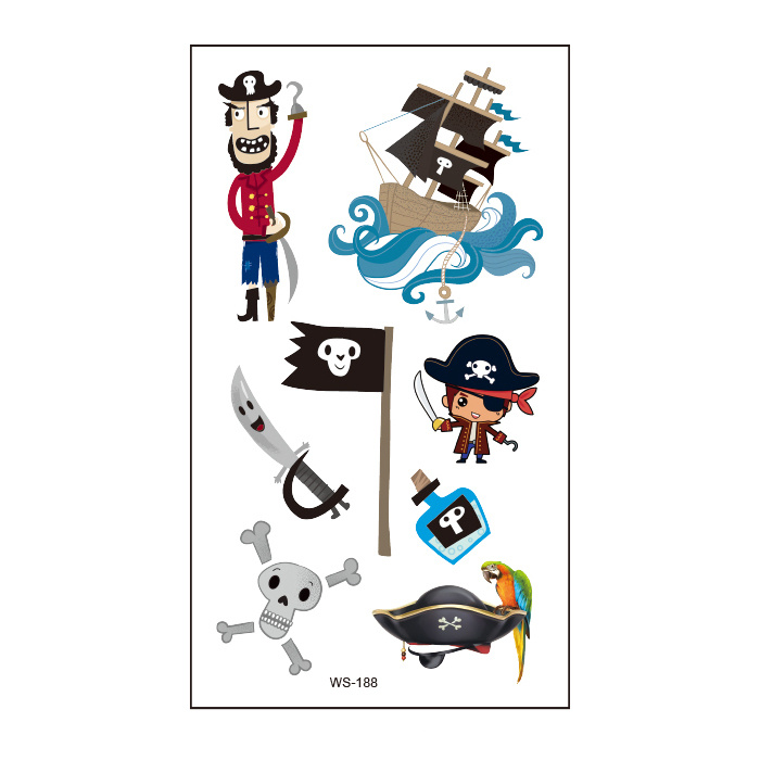 Татуировки переводные пиратские "Отважный капитан" пирата тату наклейки детские, 1 шт.  #1