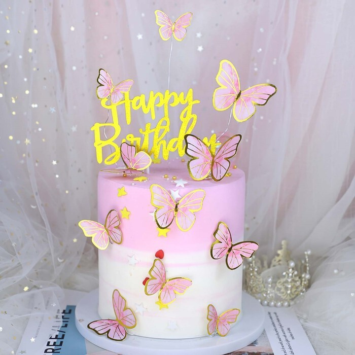 Набор для украшения торта Бабочки 10 шт., цвет розовый (Розовый)  #1