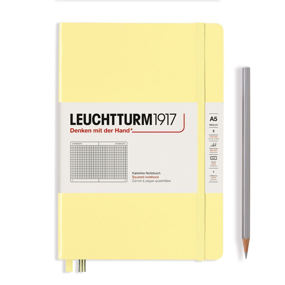 Блокнот Leuchtturm1917 Smooth Colours A5 (14.5x21см.), 80г/м2, 251 стр. (125 л.), в клетку, твердая обложка #1