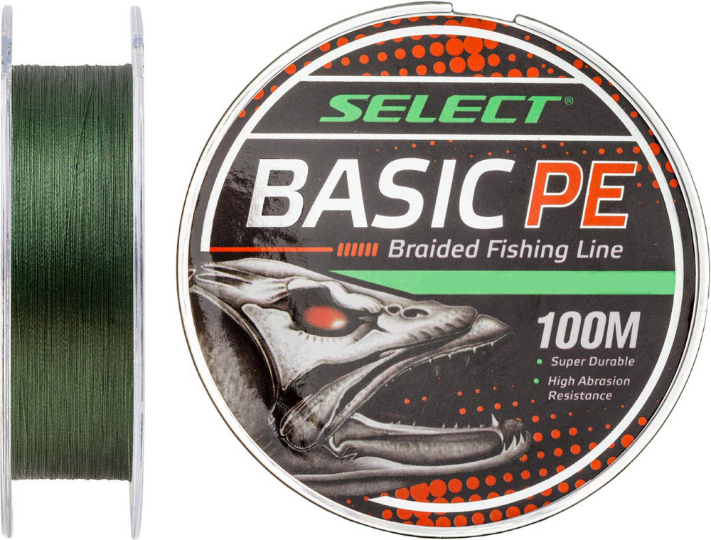 Шнур Select Basic PE 4x 100m (тёмно-зелёный) 0.08mm 8LB/4kg #1