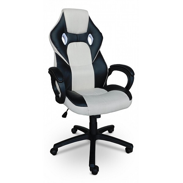 Меб-фф Игровое компьютерное кресло, Ткань, Экокожа, белая,черная  #1