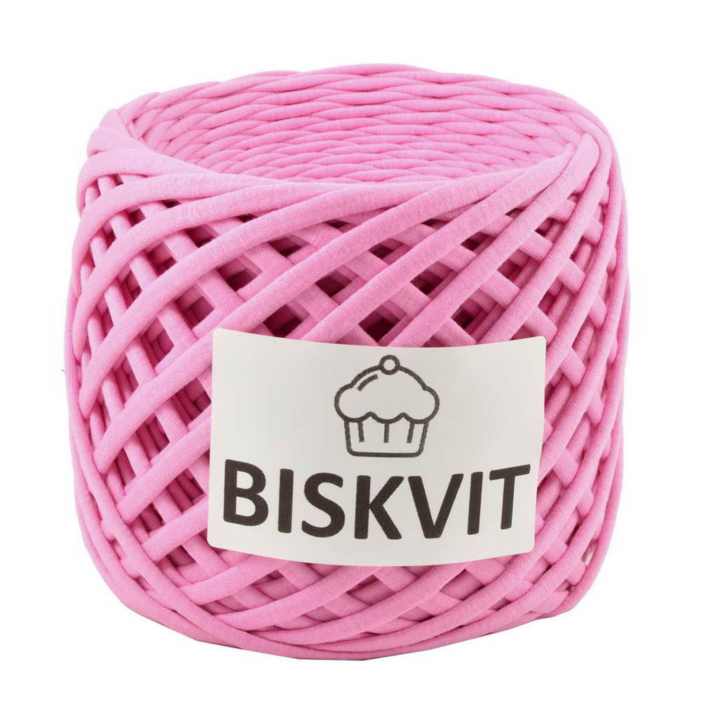 Трикотажная пряжа Biskvit (Бисквит), 100 м, лицевая, 7 мм, цвет Барби  #1