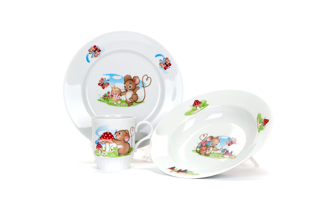 Набор детской посуды "Мышата" 3 предмета #1