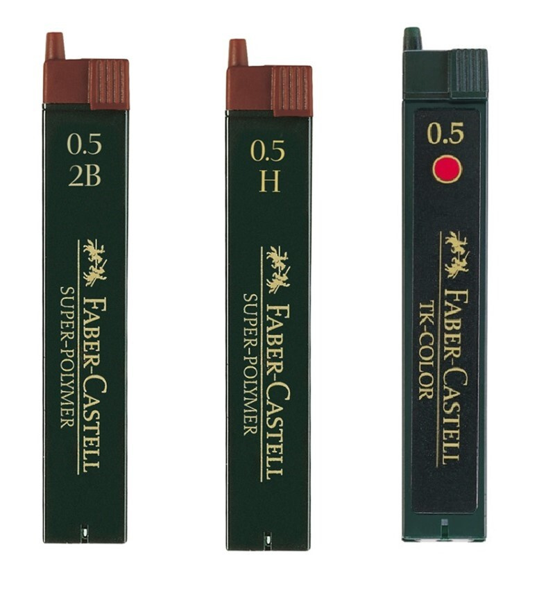 Грифели Faber-Castell, 0,5 мм, Super-Polymer, TK-Color красные, твердость 2B + H + HB, 3 тубы по 12 шт. #1