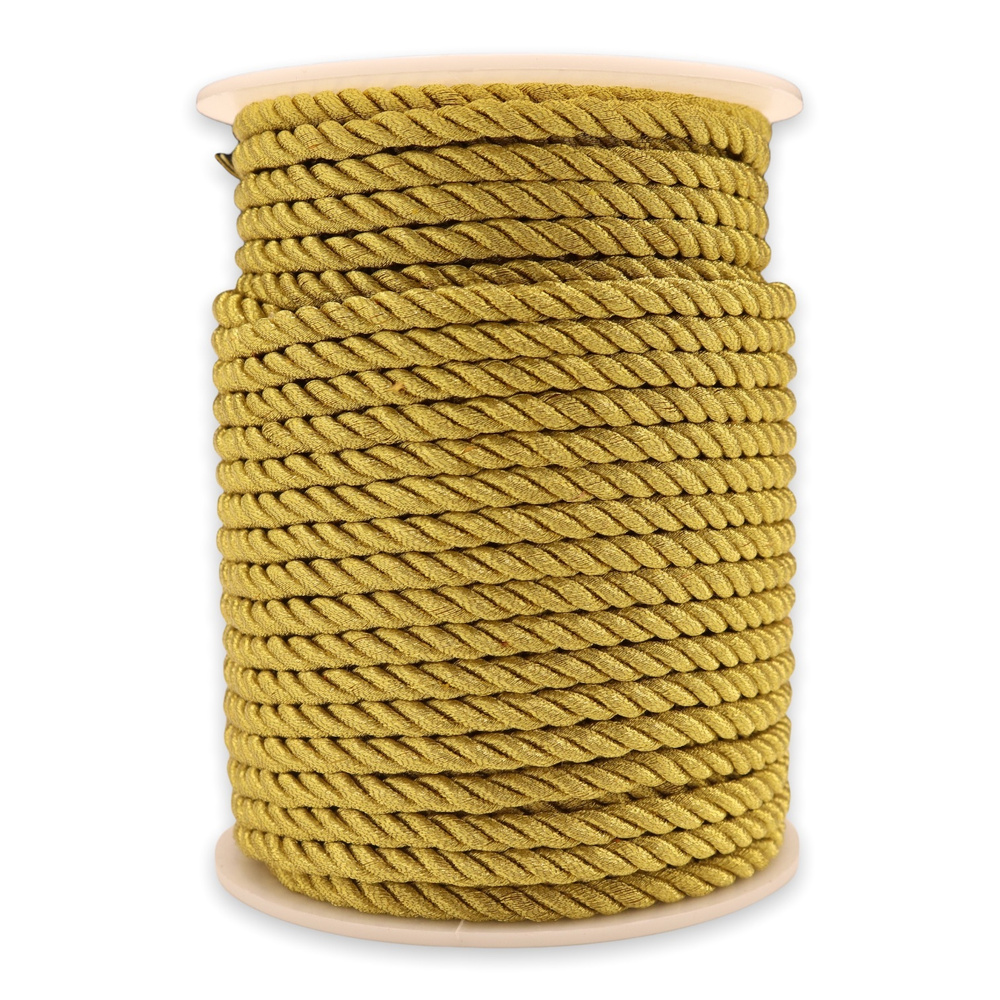 Шнур декоративный витой люрекс (для рукоделия) диаметр 4 мм х 19 м цв. Золото  #1