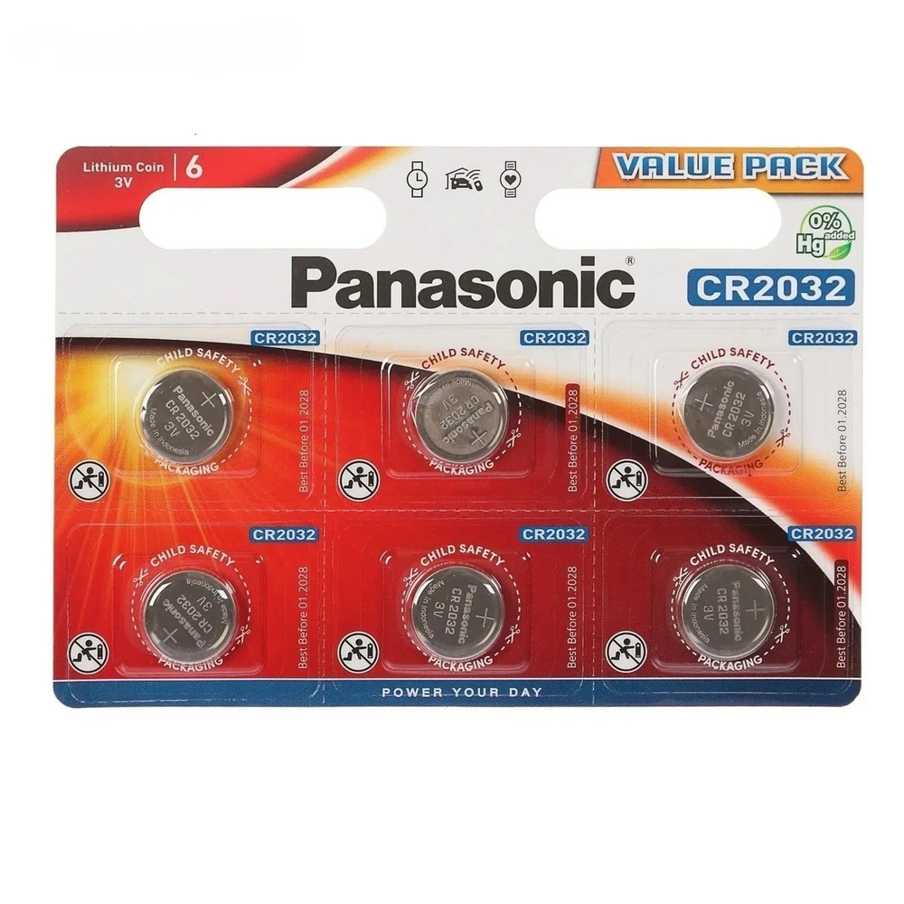 Батарейка Panasonic CR2032 Lithium 3V, 6 шт #1