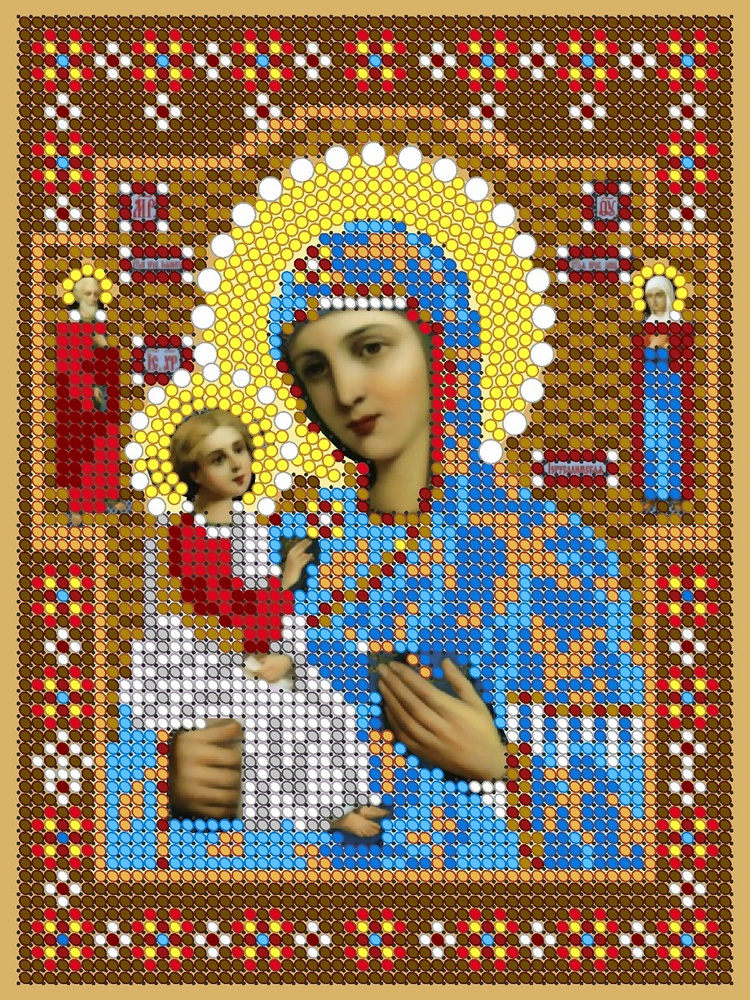 Набор для вышивания чешским бисером, Светлица, икона Пресвятая Богородица Иерусалимская, 12*16 см  #1