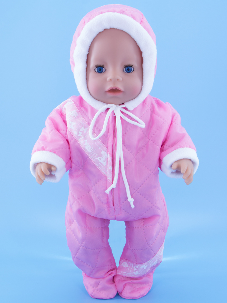 Одежда для кукол Модница Комбинезон прогулочный для пупса Беби Бон (Baby Born) 43 см розовый-белый  #1