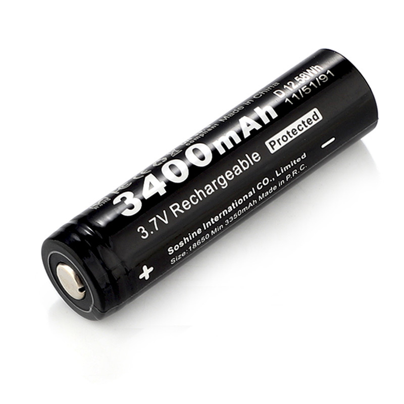 Аккумулятор Li-Ion Soshine 18650P 3,7 V - 3400 mAh 3.4/Li18650 перезаряжаемый (с защитой)  #1