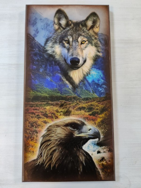 Нарды деревянные горный орел и степной волк большие 60 на 60 см  #1