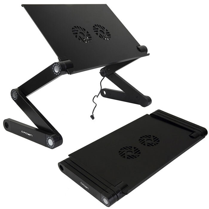 Стол-подставка для ноутбука Crown CMLS-115B, до 17"", с вентилятором, черная  #1