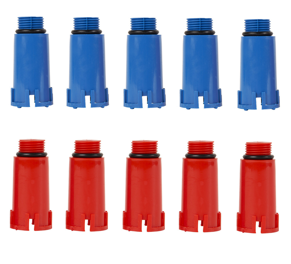 Заглушка для водорозеток с прокладкой тестовая 1/2" красные и синие 10 шт  #1