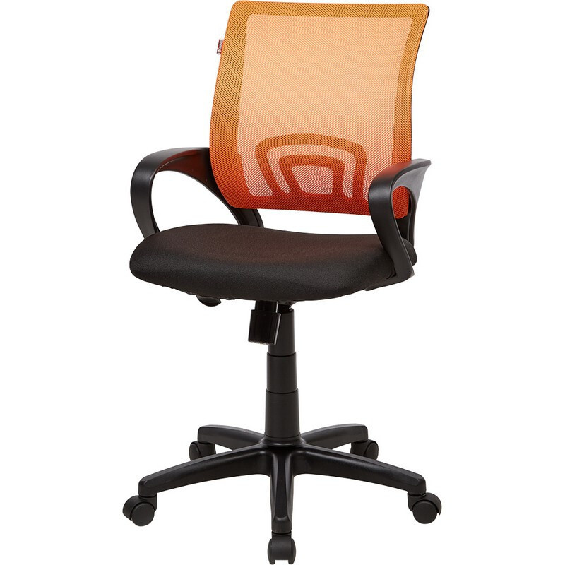Кресло офисное Easy Chair 304, оранжевое/черное, сетка/ткань, пластик  #1