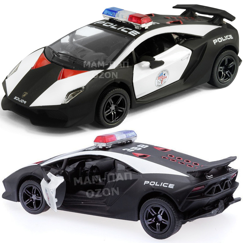 Машинка металлическая Kinsmart 1:38 Lamborghini Sesto Elemento Police KT5359DP инерционная, двери открываются #1