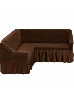 Чехол на угловой диван с оборкой, накидка на диван, универсальный, на резинке, на мягкую мебель  #1