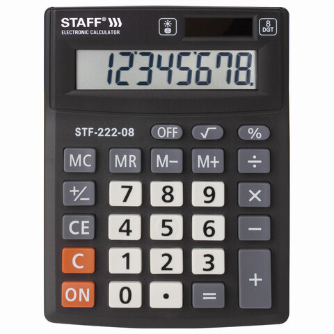 Калькулятор настольный Staff Plus STF-222 (8-разрядный) черный (250418)  #1