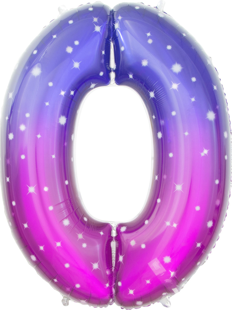 Воздушный шар Цифра 0, Космос, розовая/фиолетовая, 86 см #1