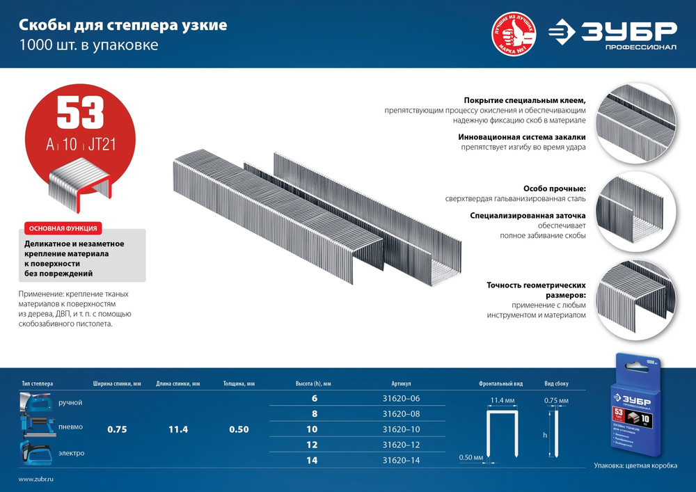 ЗУБР Скобы для степлера #1