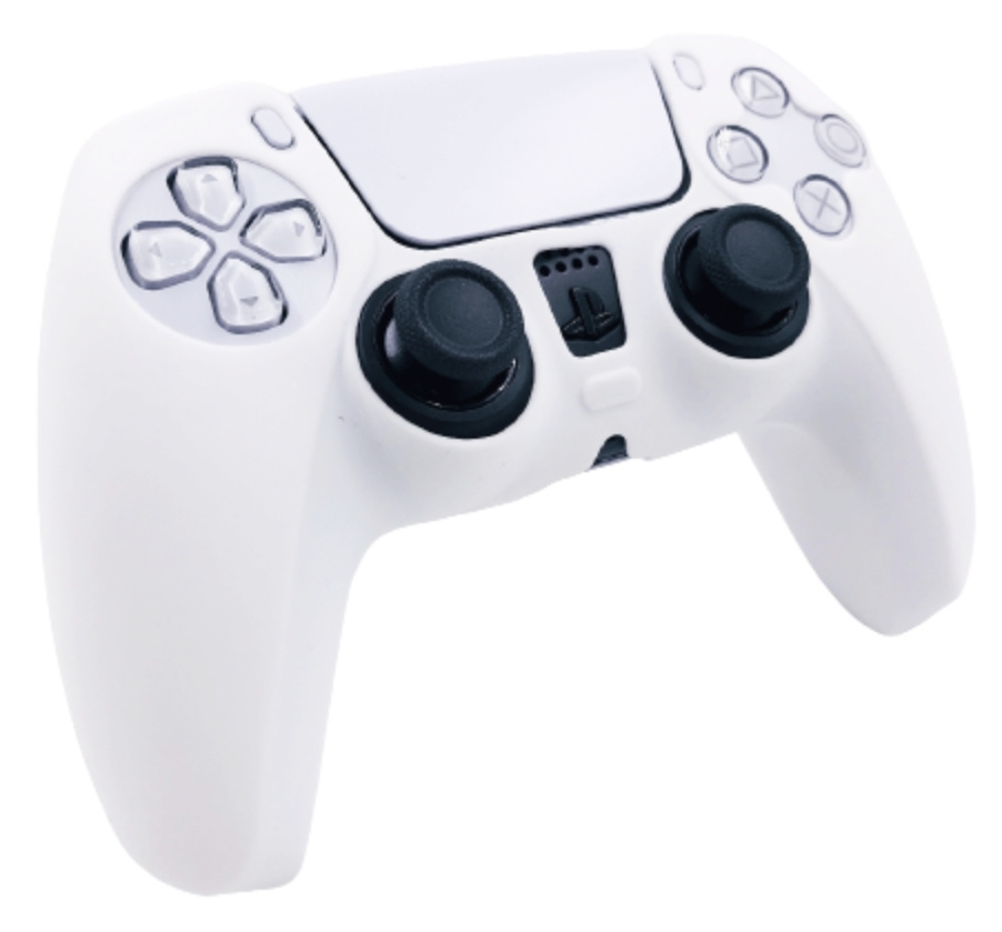 Чехол на геймпад PS5 Белый (White)/полное силиконовое покрытие, защита от ударов  #1