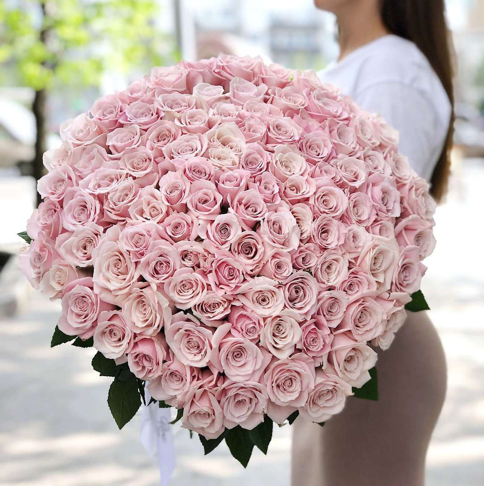 Букет из 101 розовой розы 60см #1