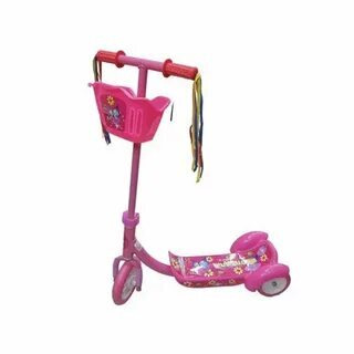 Самокат трёхколёсный детский с корзинкой от 2-4лет, розовый,руль крутится вправо и влево, идёт в разобранном #1