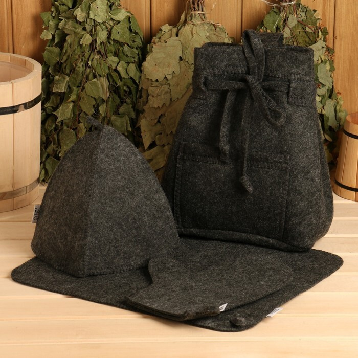 Набор банный в рюкзаке, 4 предмета (рюкзак, коврик, шапка, варежка) без вышивки  #1