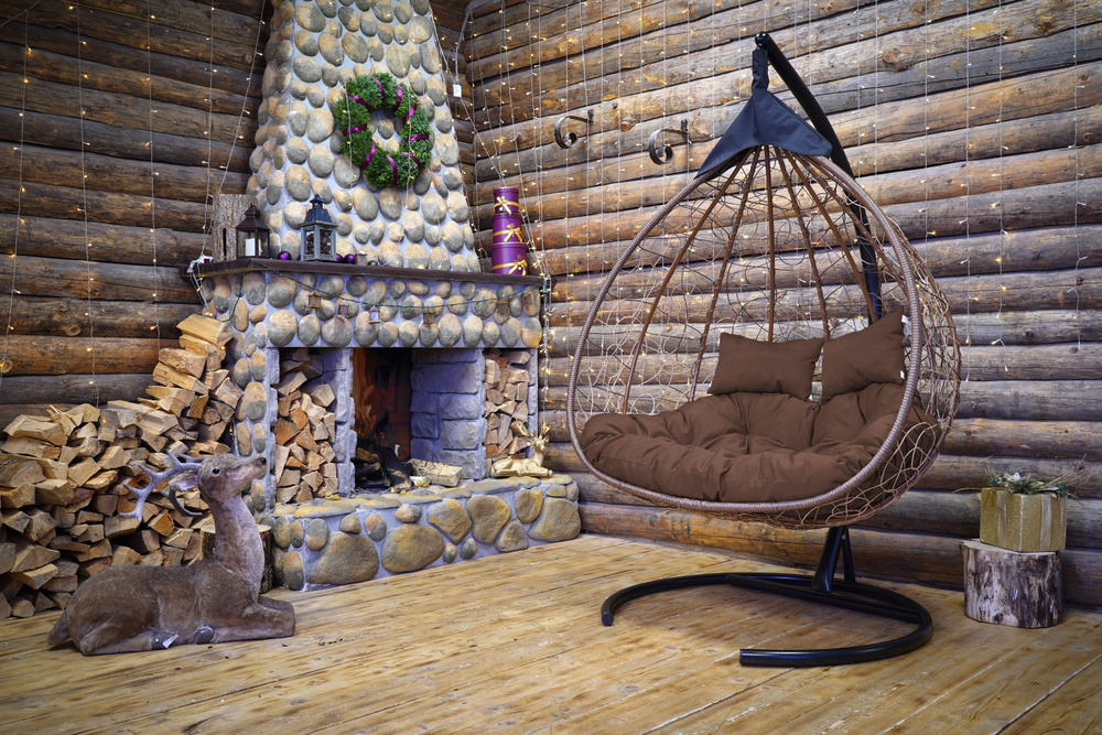 Подвесное двухместное кресло-кокон FISHT горячий шоколад (коричневая подушка)  #1