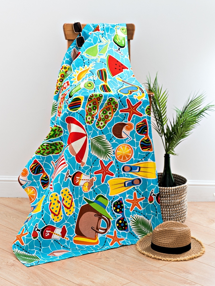 MASO home Пляжные полотенца Для дома и семьи, Хлопок, Вафельное полотно, 80x150 см, разноцветный, 1 шт. #1