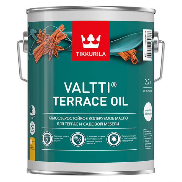 Масло деревозащитное для террас Tikkurila Valtti Terrace Oil база EC 2,7 л  #1