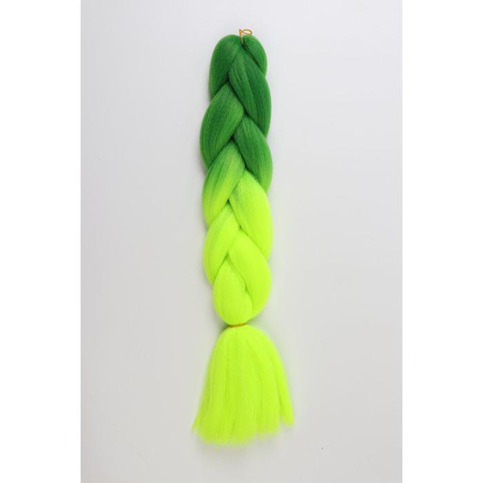 ProMarket ZUMBA Канекалон двухцветный, гофрированный, 60 см, 100 гр, цвет ярко-зелёный/лимонный(#BY40) #1