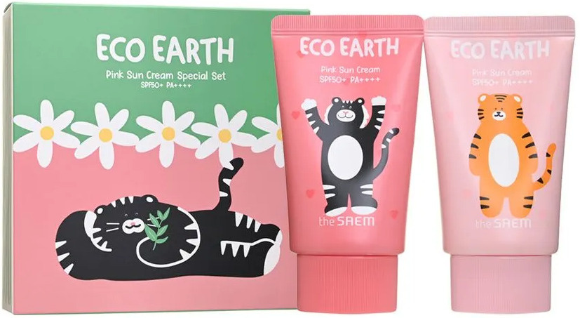 The Saem Лимитированный набор солнцезащитных кремов Eco Earth Pink Sun Cream Special Set, 50 мл + 50 #1