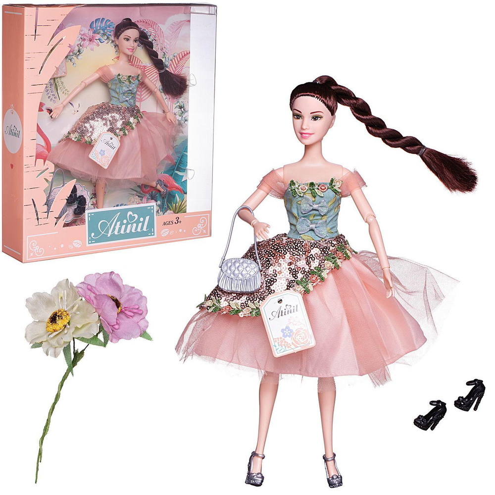 Кукла Junfa Atinil Летний день в платье с розовой юбкой с серым клатчем, 28см  #1