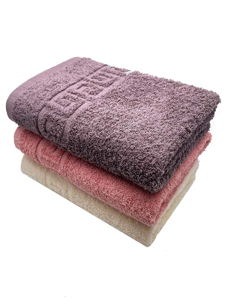 Набор полотенец для лица, рук или ног TM Textile, Хлопок, 50x90 см, серый, темно-розовый, 3 шт.  #1