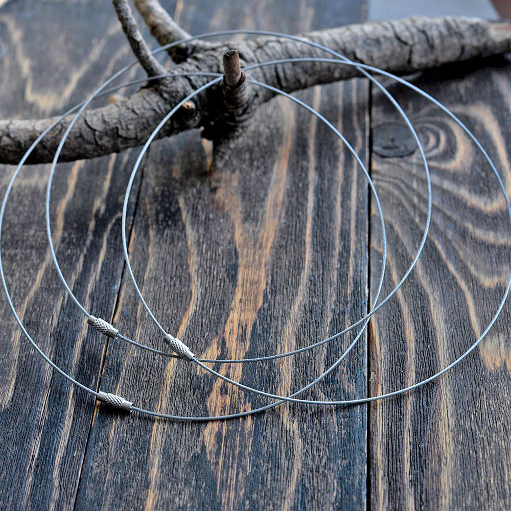 Чокер на шею / основа для ожерелья, 7 шт. сталь в оплетке, цвет стальной, толщина 1 мм  #1