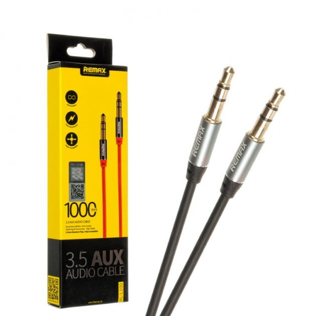 Кабель AUX Jack 3.5mm 1М для авто и телефонов черный RM #1