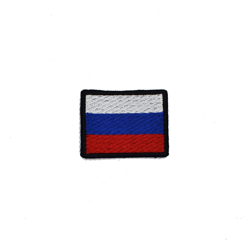 Нашивка шеврон, патч, термоаппликация, Маленький Флаг России в черной рамке 43х30 мм  #1