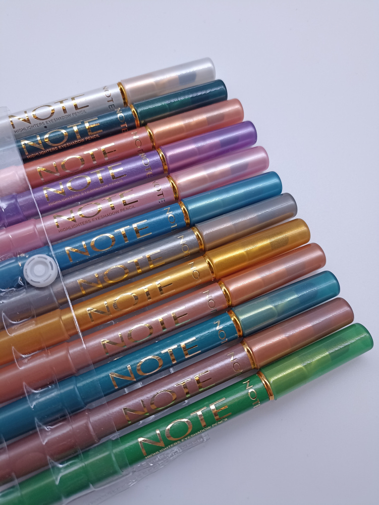 Тени карандаш для век NOTE Набор 12 шт разноцветные с кисточкой  #1