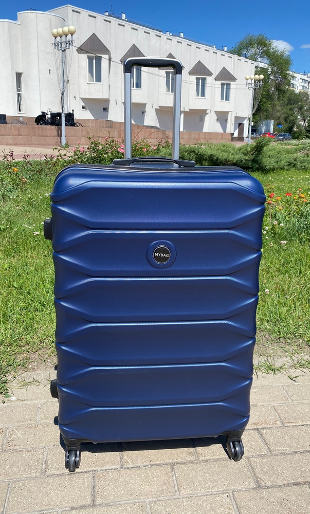 Чемодан большой темно синий из полипропилена чемодан размер L  #1