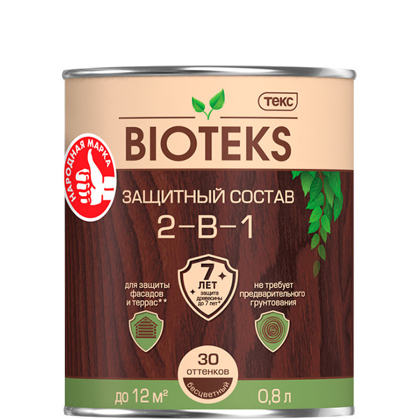 Состав защитный лессирующий (антисептик) 2-в-1 BIOTEKS тик 0,8л  #1