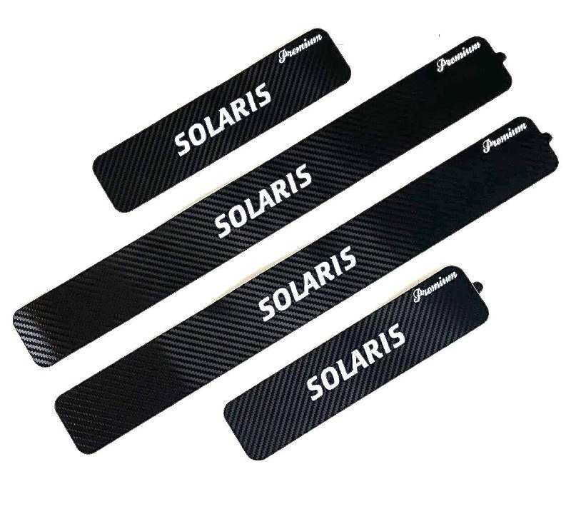 Защитные наклейки на пороги / защитные накладки на пороги HYUNDAY SOLARIS 2017 г.в. (черный цвет)  #1