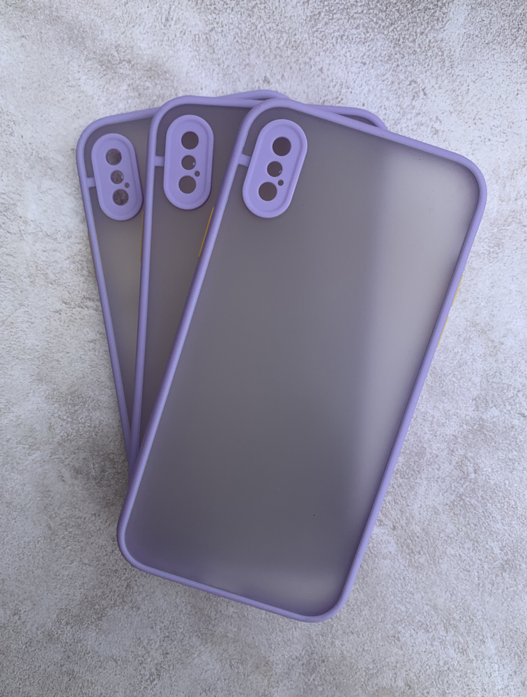 Чехол для iphone X / iphone XS / айфон 10, фиолетовый, прозрачный, защита камеры  #1
