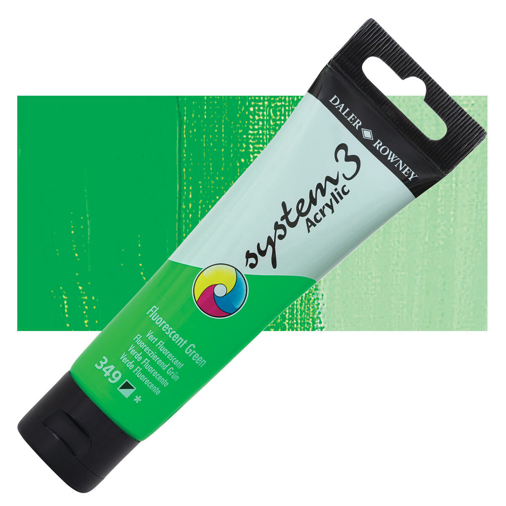 DALER ROWNEY SYSTEM 3 краска акриловая художественная 59 мл, Флуоресцентный зеленый  #1