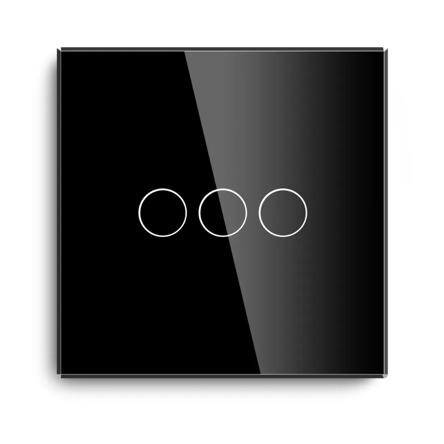 Умный сенсорный выключатель DiXiS Wi-Fi Touch Wall Light Switch (Zigbee) 3 Gang / 1 Way (86x86) Black #1