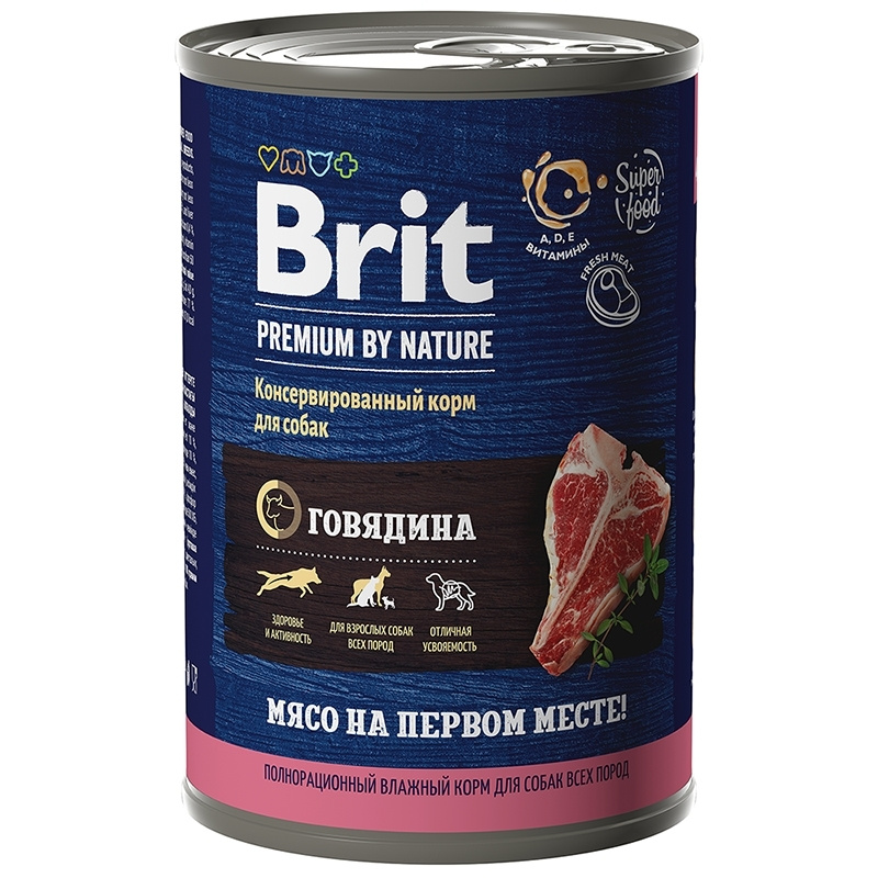 Brit Premium by Nature Корм консервированный с говядиной для взрослых собак всех пород, 410 гр, 9 штук #1