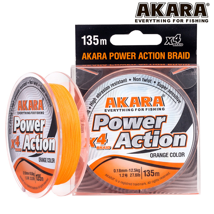 Шнур Akara Power Action X-4 Orange 135 м 0,10 #1