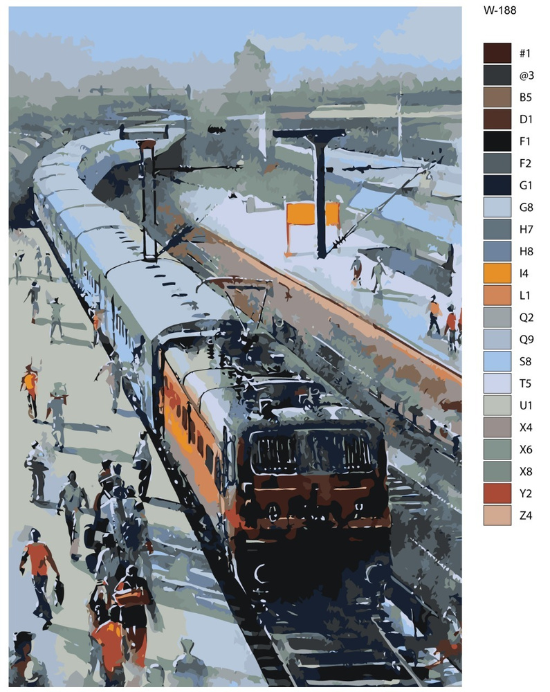 Картина по номерам W-188 "Прибывающий поезд" 80x120 #1