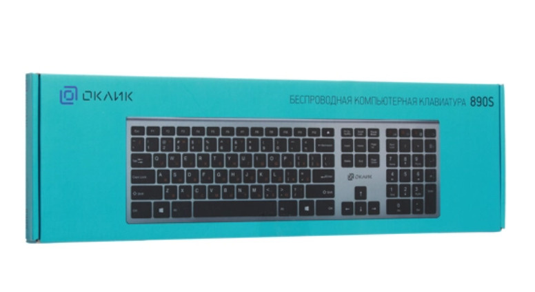 Клавиатура беспроводная Оклик 890S цвет серый, интерфейс USB, конструкция тонкая slim (1196549)  #1
