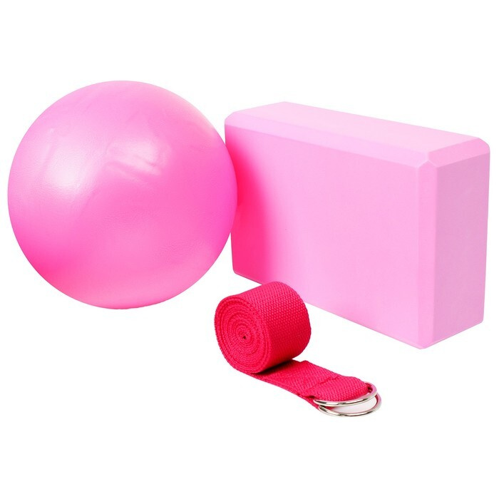 Набор для йоги (блокременьмяч), цвет розовый #1